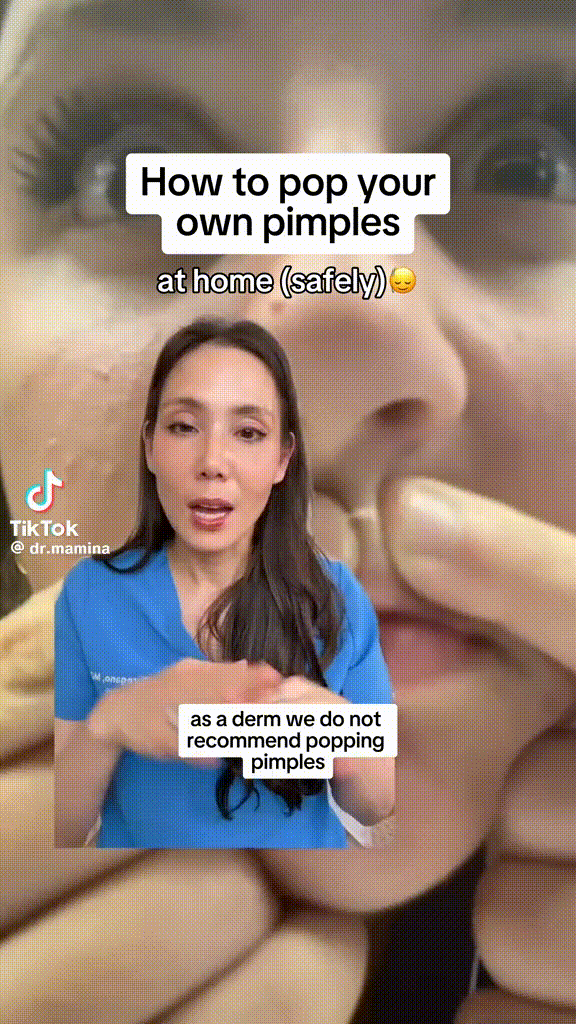 derm showing how to safely pop pimples