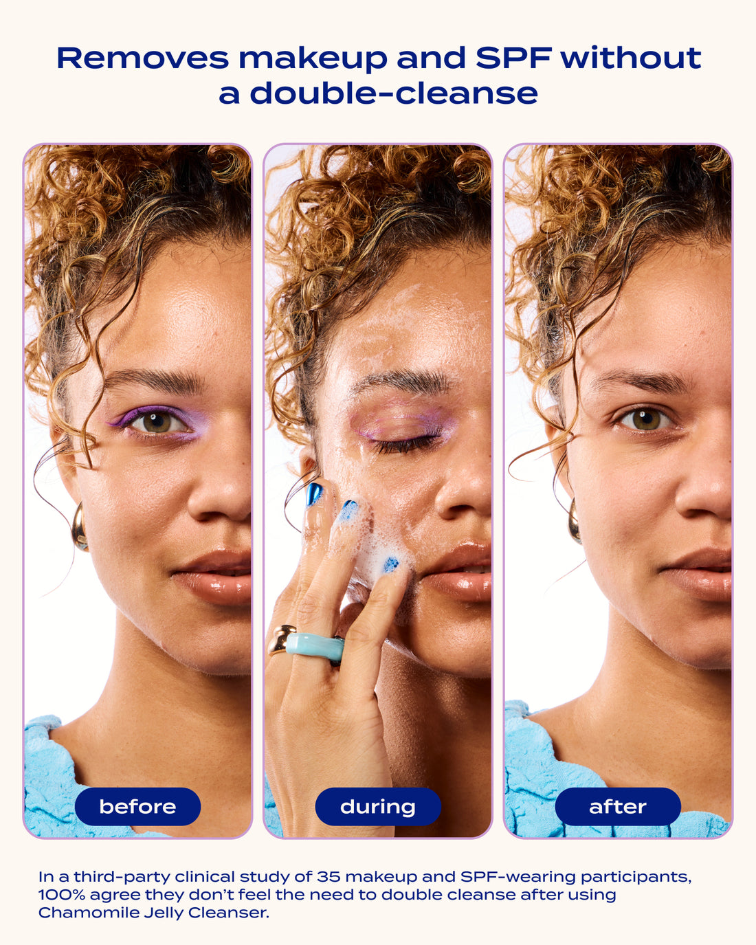 Chamomile Jelly Cleanser removes makeup and SPF